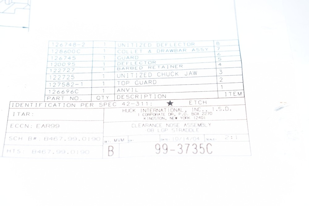 NEW Huck 99-3735 Nose Assembly Part
