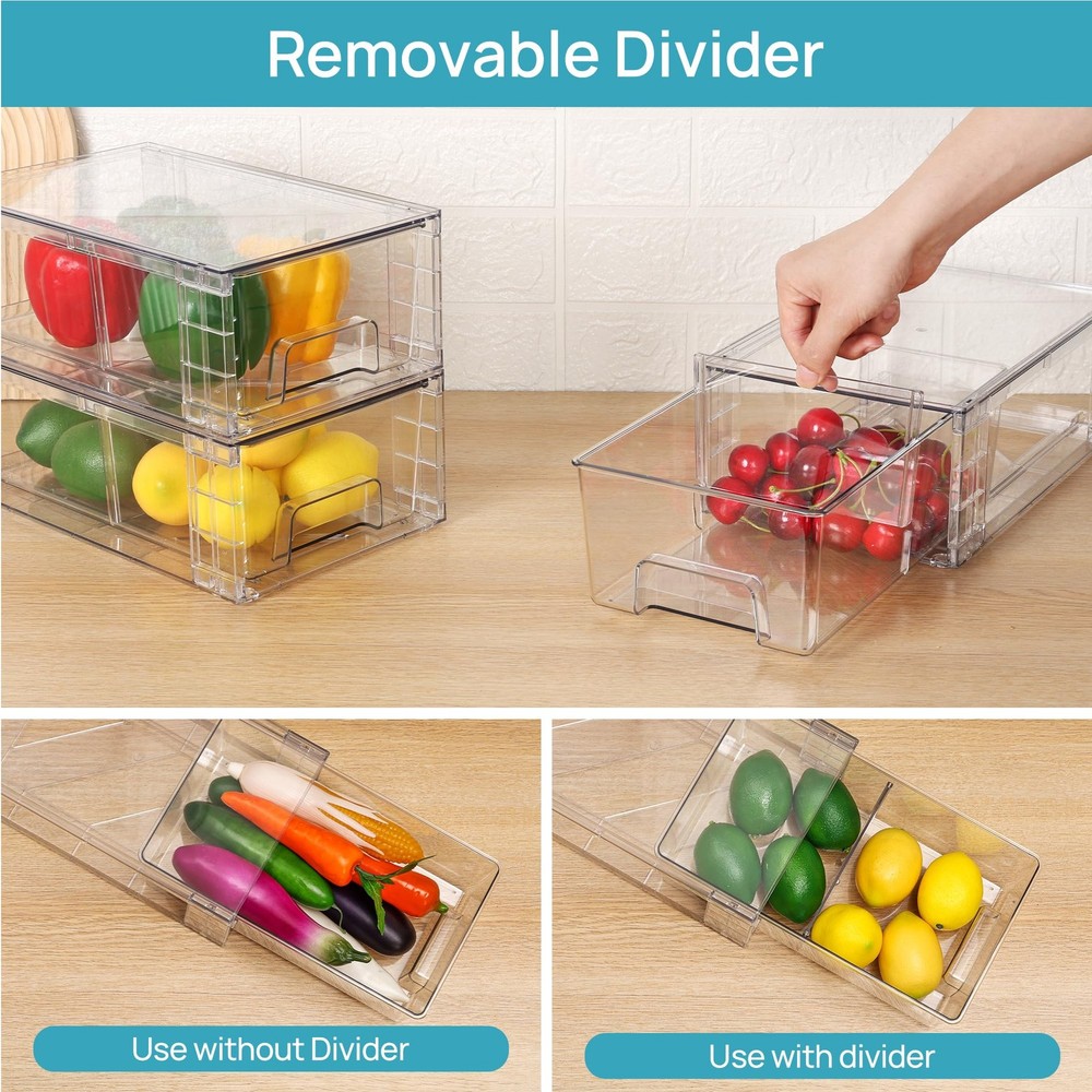 Vtopmart 2-Pack Stackable Clear Acrylic Storage Drawers Organizer w/ Handles