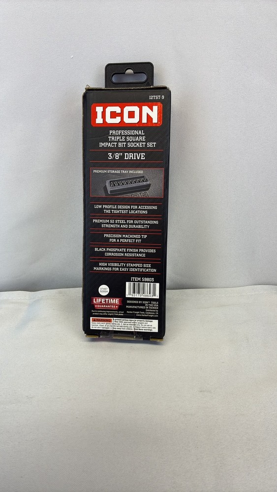 ICON 9pc 3/8" Professional Triple Square Impact Bit Socket Set 59803