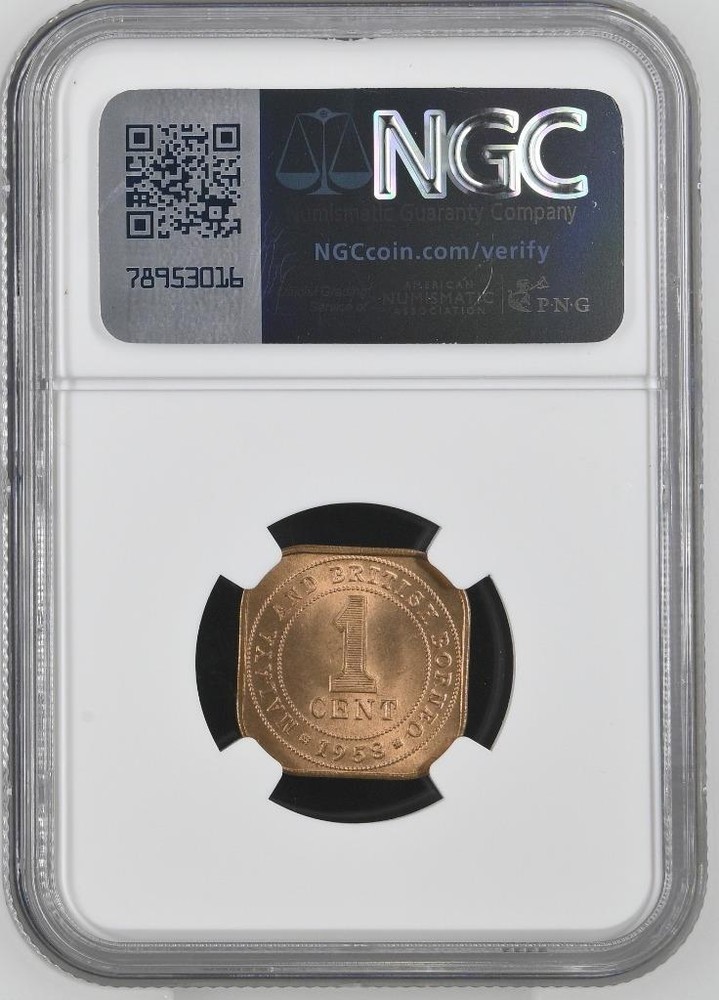 Malaya 1 Cent 1958 NGC MS 65 RD