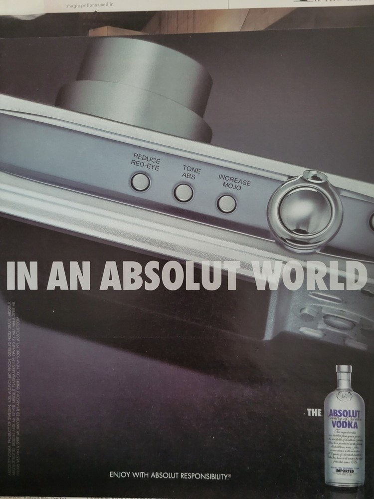 2008 In An Absolut World Vodka Bottle Camera Distillery Ad