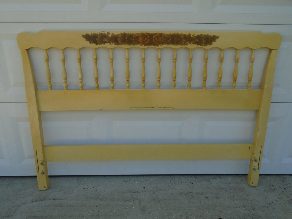 Hitchcock Full Size Headboard Stenciled Harvest Double Regency short Queen Boho