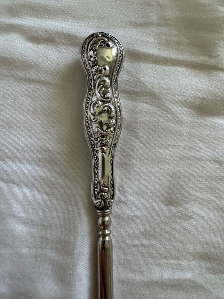 Antique Lionel Smith & Co. Sterling Silver Handle Button Hook Scrolling Design