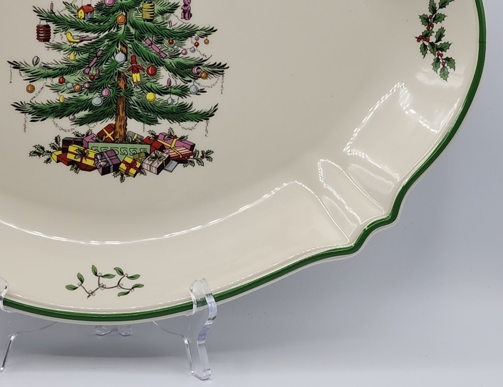 Large Spode Christmas Tree Oval Serving Platter 17 1/4" x 13 1/4" Original Box