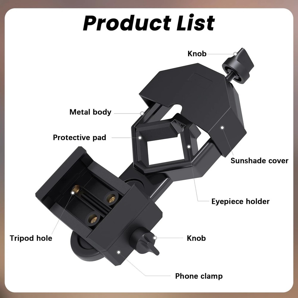 Spotting Scope Phone Adapter for Telescopes Binoculars Easy Setup Durable Design
