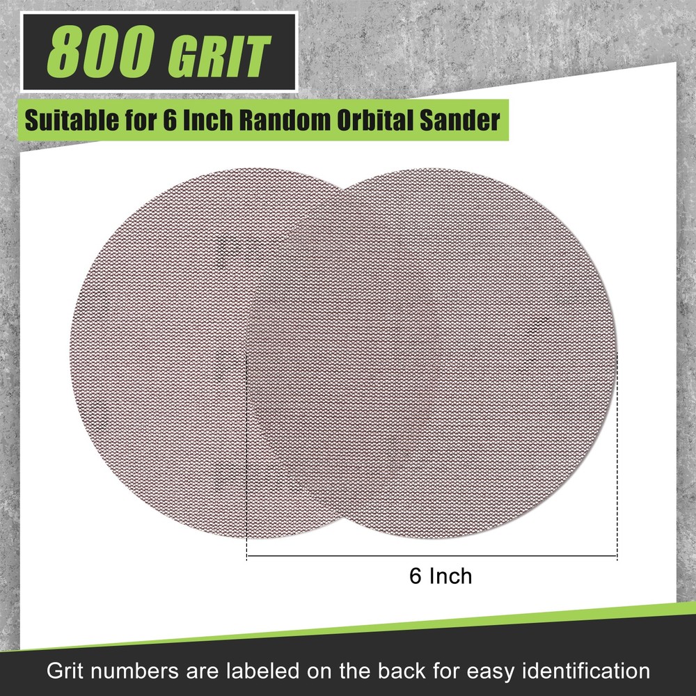 50 Pcs 6 Inch Grid Sanding Discs, 800 Grit Wall Sanding Discs