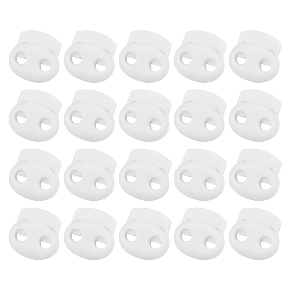 20Pcs Plastic Spring Cord Locks Shoe Lace Tie Lock White
