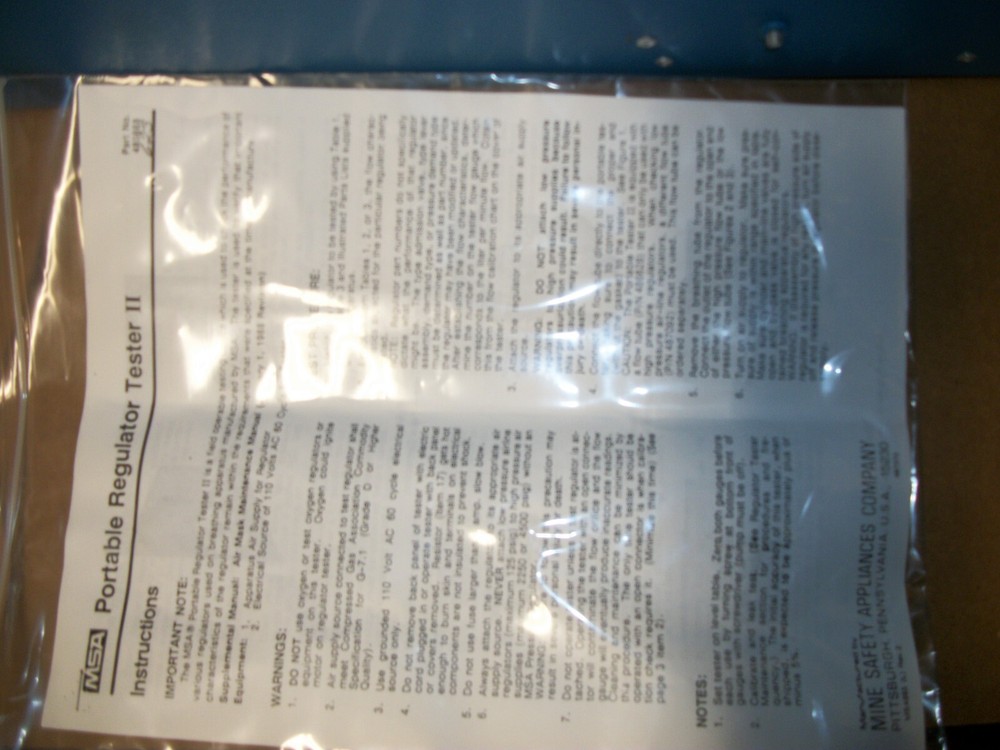 NEW MSA PORTABLE REGULATOR TESTER ll