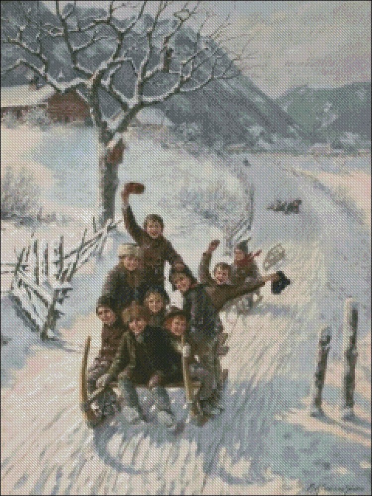 Charts Needlework DIY - Counted Cross Stitch Patterns - Sleigh Ride 3