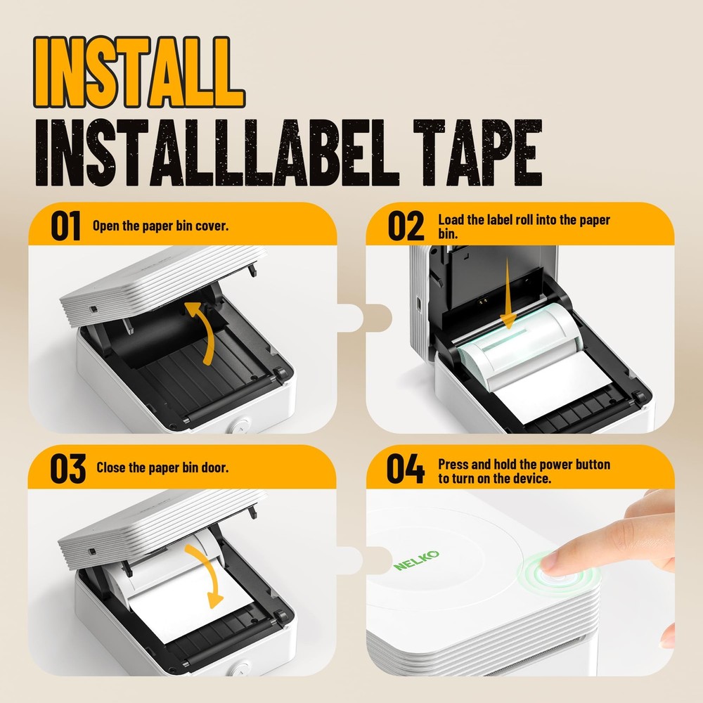 Genuine Self-Adhesive Thermal Printer Stickers, Compatible with PM230 Mini St...