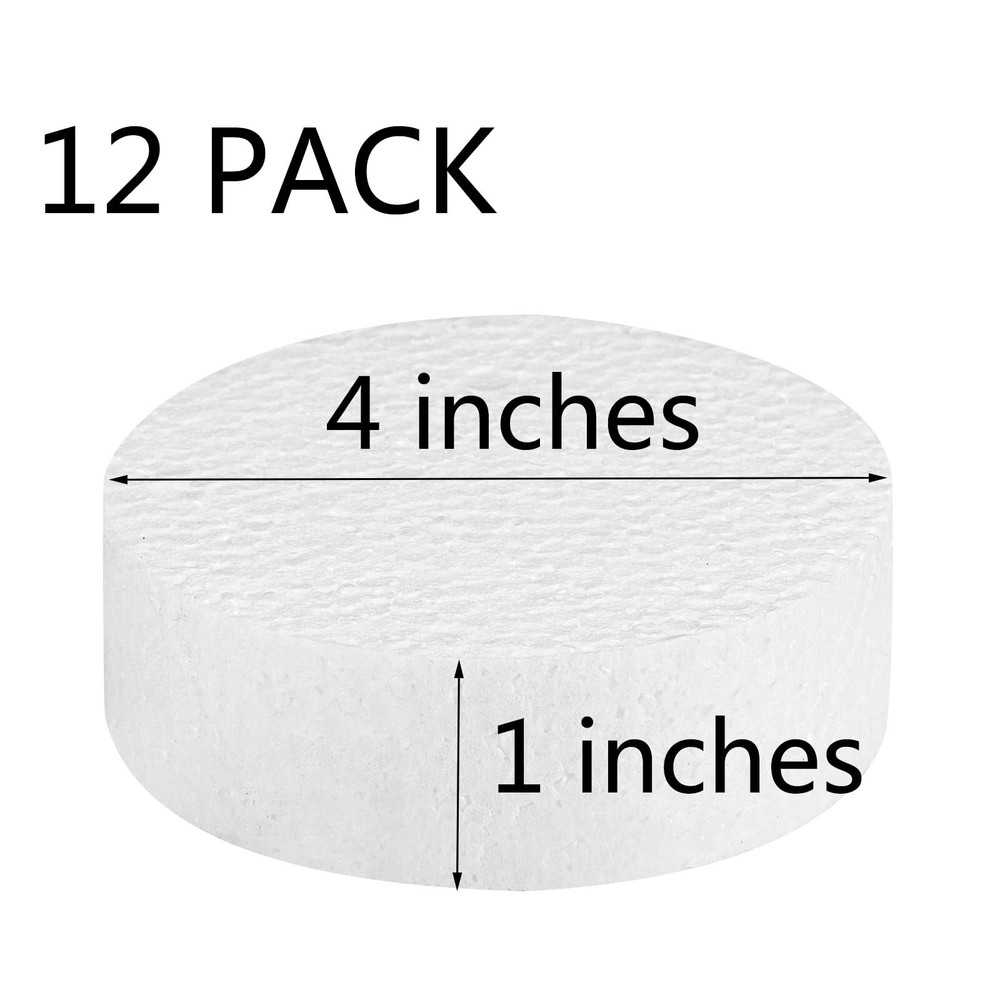 12 Pack 4 Inch Round Foam Discs for DIY Projects Cake Decorations Arts Crafts