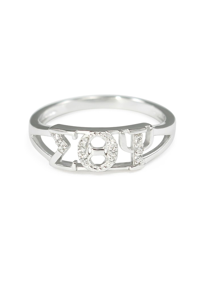 Sigma Theta Psi Sterling silver ring with CZ's