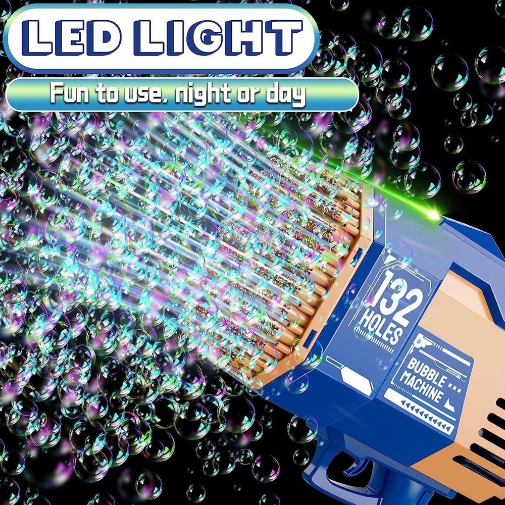 Bubble Machine Gun with Lights Bubble Solution Toddlers Boys Birthday Gift