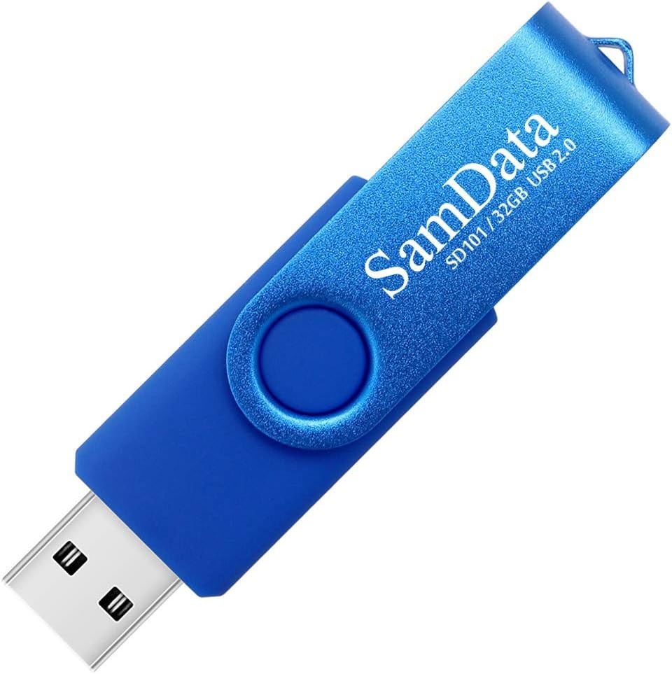 32GB USB Flash Drive 2-Pack with LED, Black & Blue, Storage & Backup