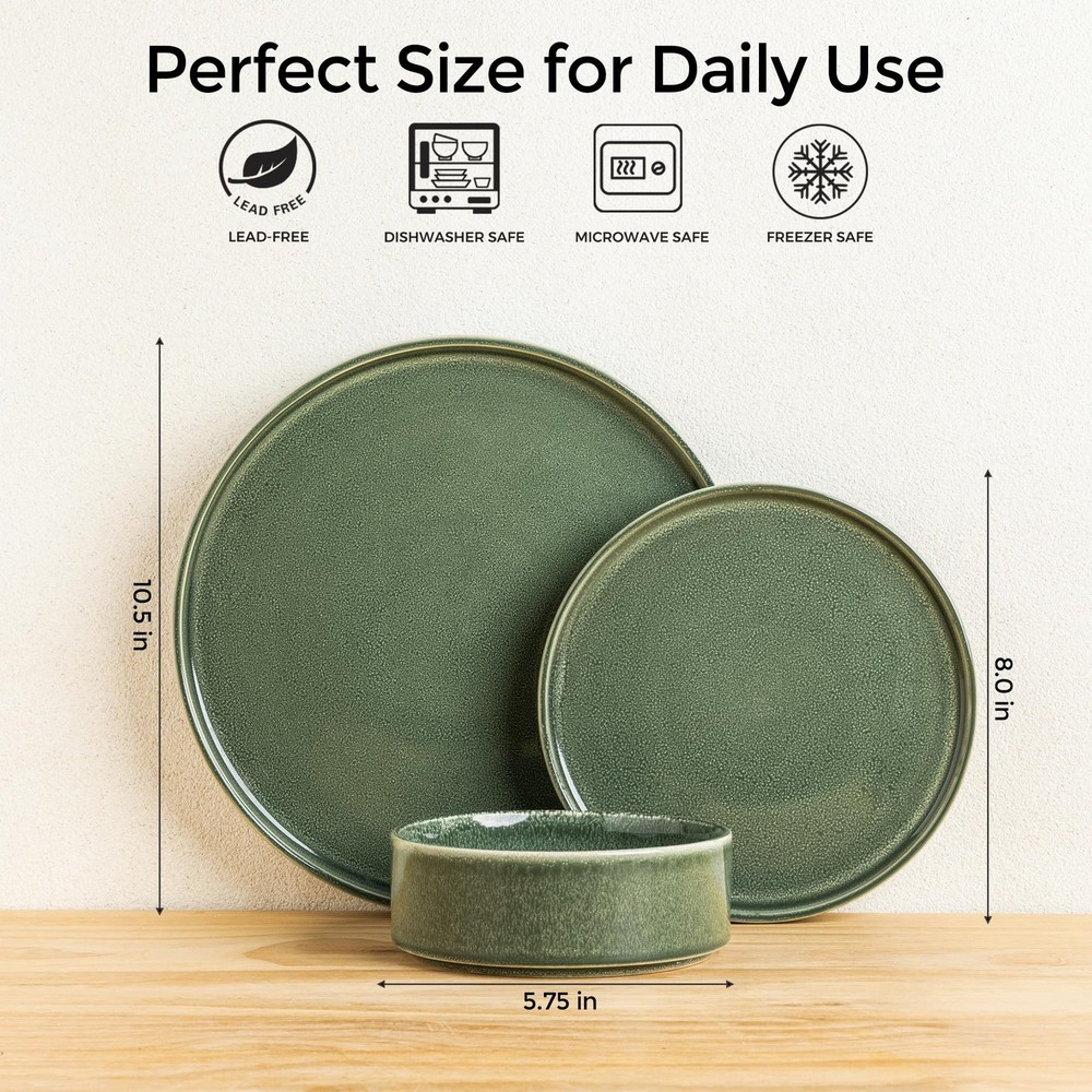 Ceramic Dinnerware Sets, Handmade Reactive Glaze Stoneware Plates and Bowls S...