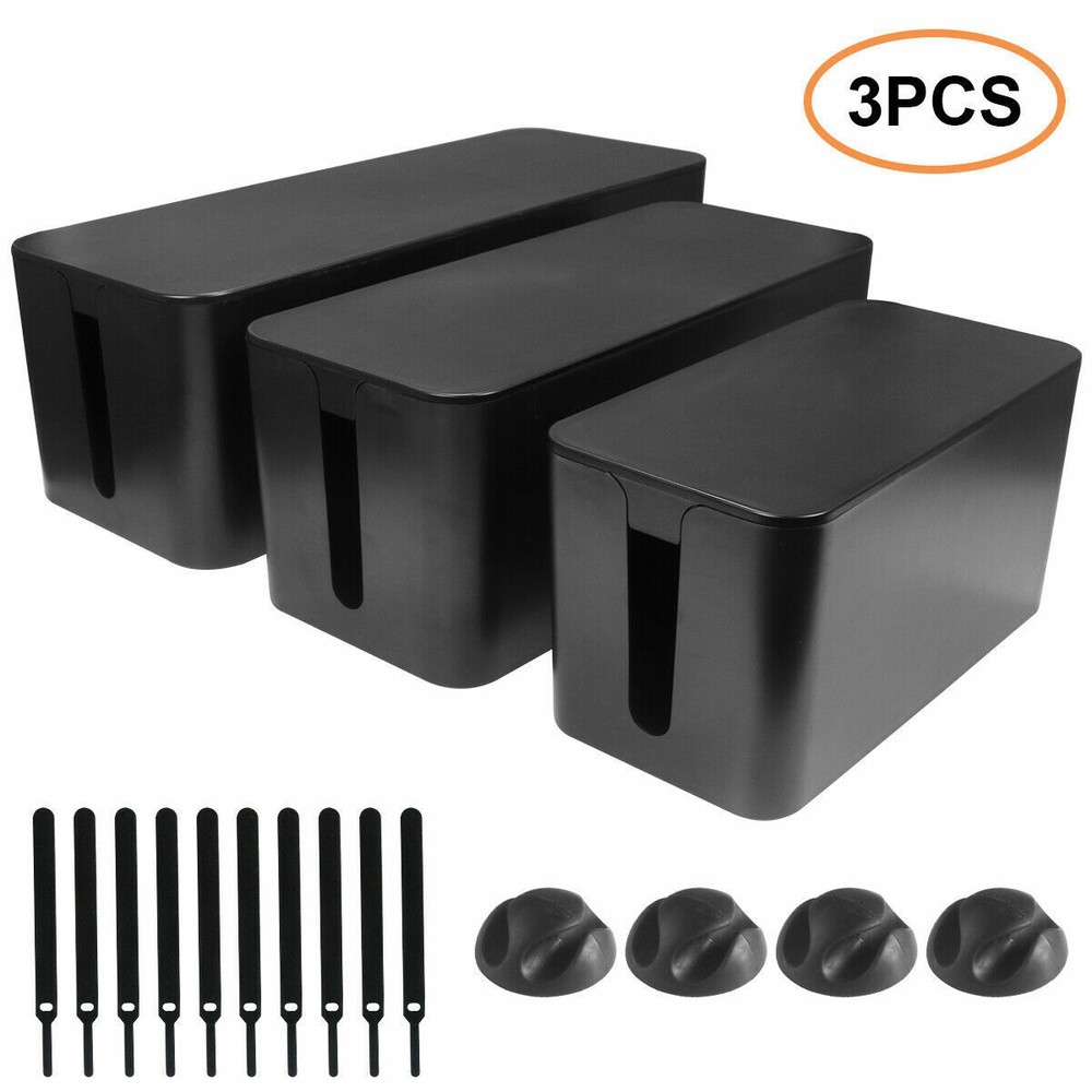Cables Management Storage Box Set 3 Size Power Strips Cable Socket Organizer Box