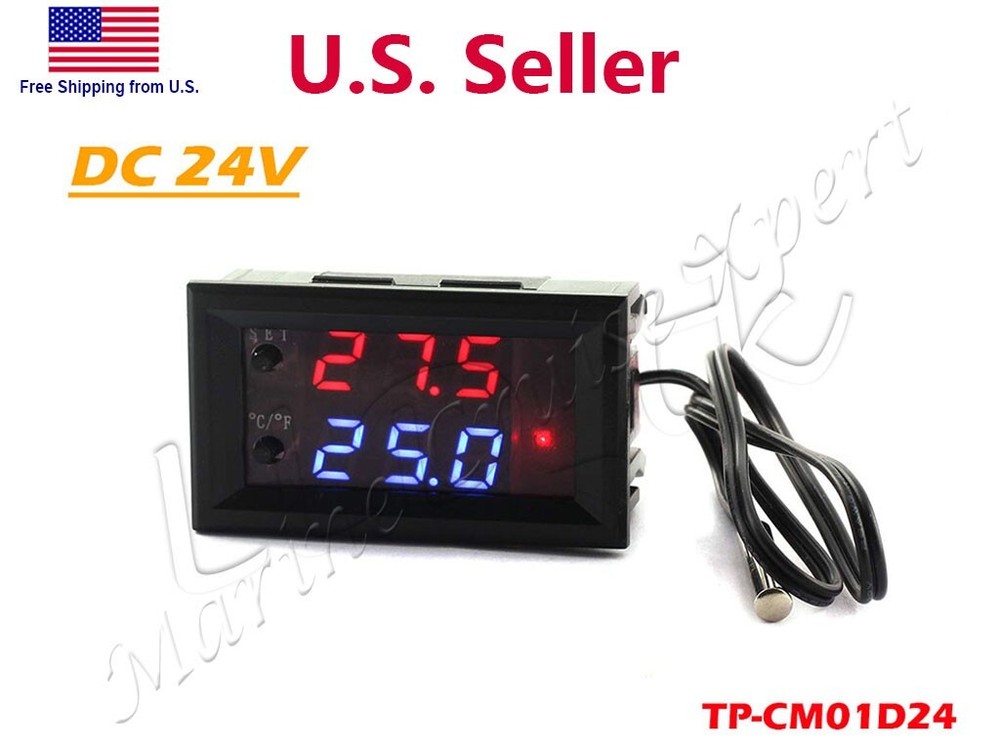 Digital LED Microcomputer Thermostat Controller Switch Temperature Sensor DC 24V