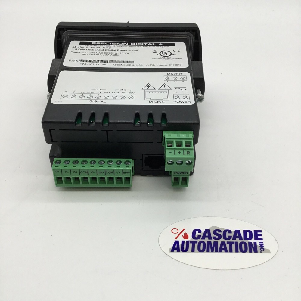 PRECISION DIGITAL PD6060-6R3 1/8 DIN DUAL INPUT DIGITAL PANEL METER