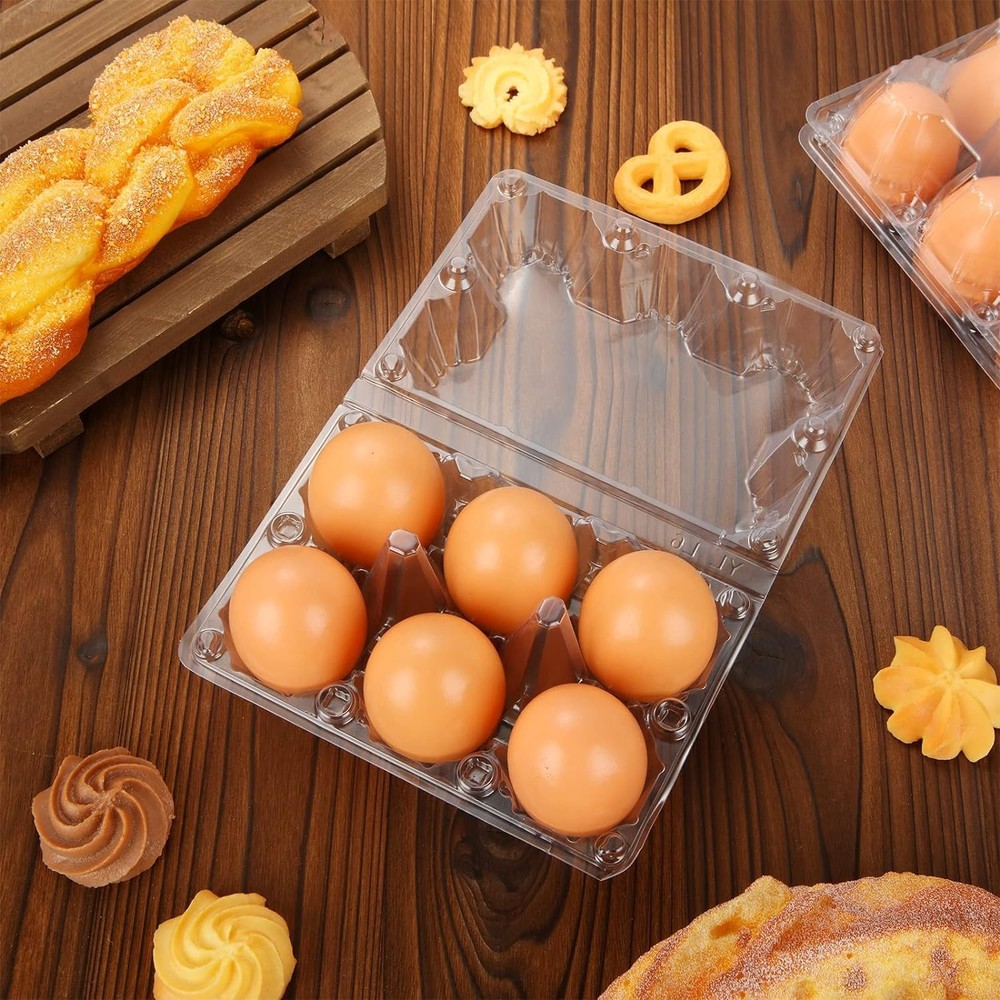 Plastic Clear Egg Carton for 6 Eggs,12Pack Holds 6 eggs-12Pack,