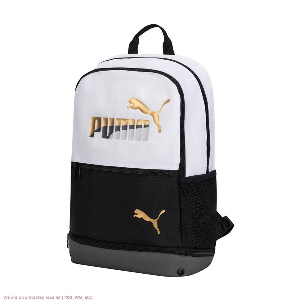 PUMA Kids' Eclipse 18.5" Backpack - Black/White/Gold