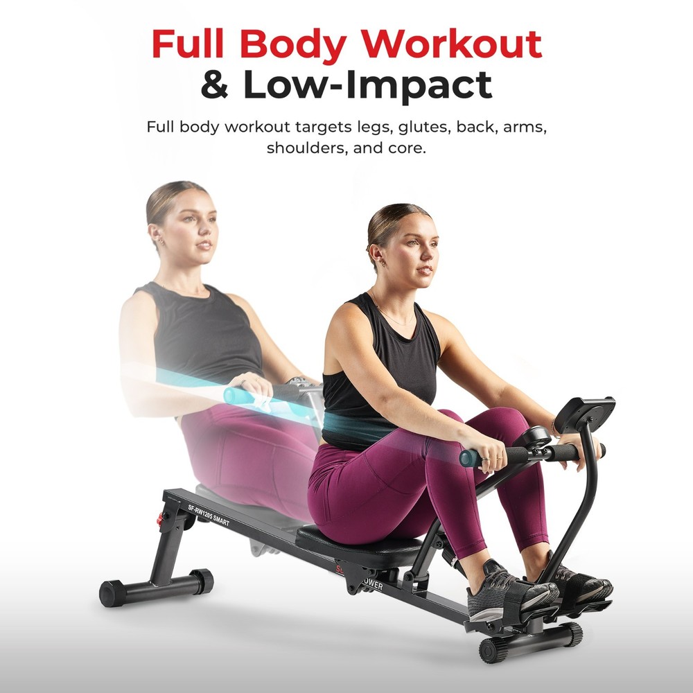 Compact Rowing Machine Quiet Smooth Adjustable Resistance Fully Body Workout
