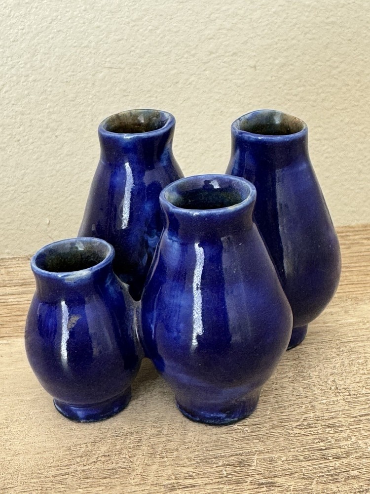Studio Pottery Cluster Vases Cobalt Blue