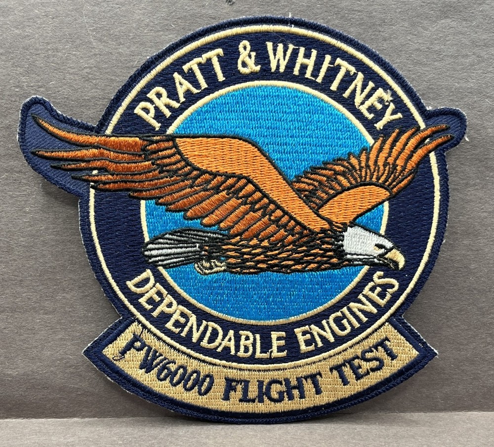 Pratt & Whitney PW6000 Flight Test Eagle Patch 5" Iron On