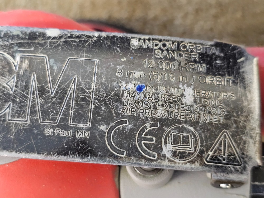 3M Vacuum Random Orbital Sander Pneumatic Air Tool 6" Disc Hook Loop Pad 20208