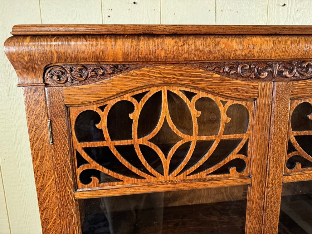 Antique Oak Two-Door Bookcase