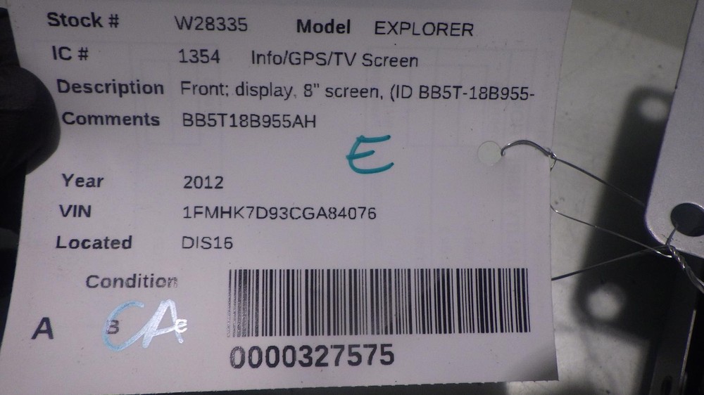 12 FORD EXPLORER Info Screen BB5T18B955AH