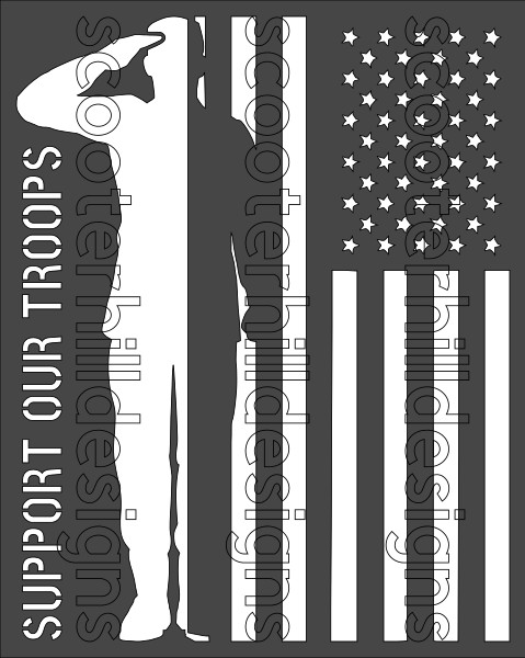 8"x10" Clear Plastic Stencil - Our Troops (SC76)*****