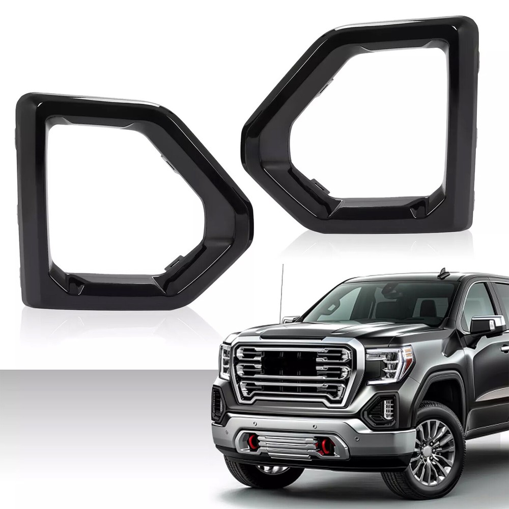 Fog Light Outer Bezel Cover Black Set For GMC Sierra 1500 Denali 2019-2022