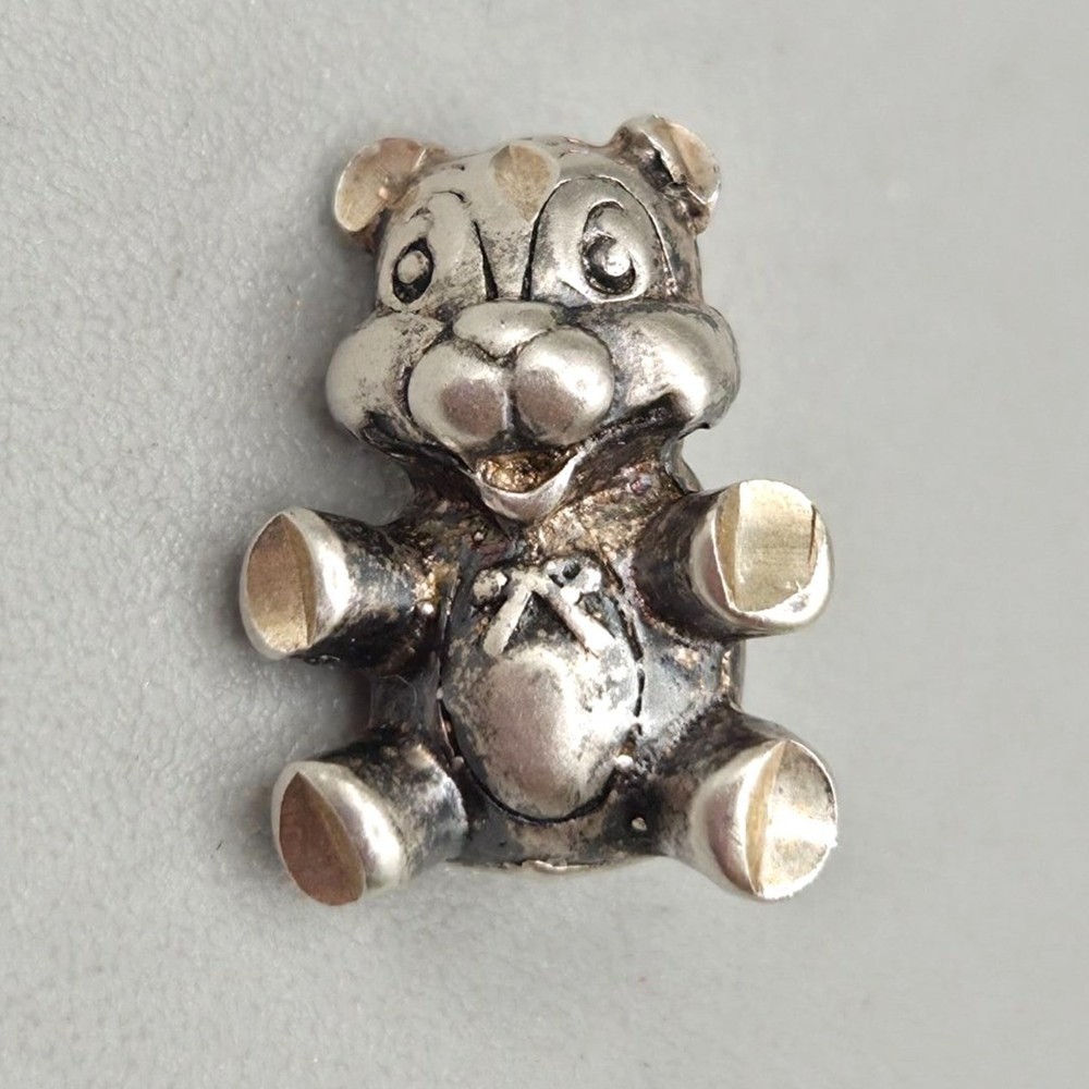 Sterling Silver Teddy Bear Charm Pendant With Loop Tiny Marked STER 925