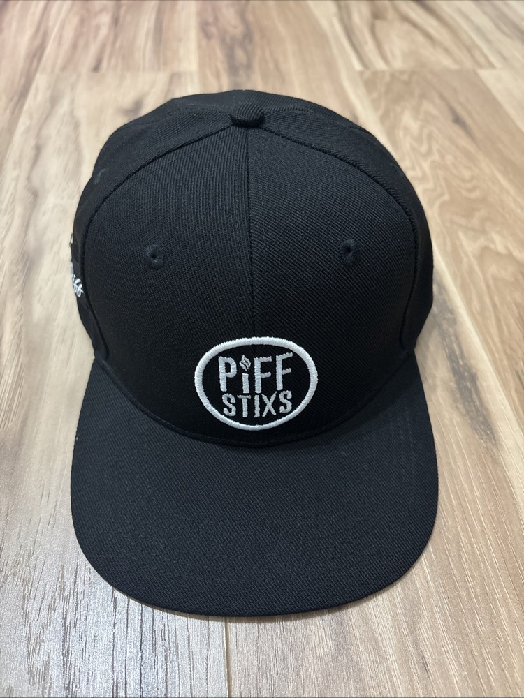 Piff Stixs Snapback Hat Black 6 Panel Cap One Size Adjustable Embroidered Logo