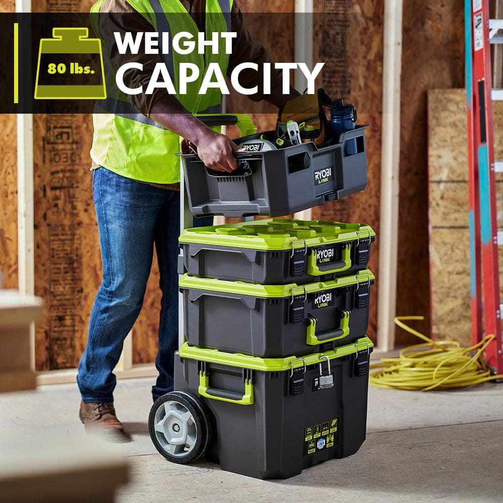 RYOBI STM104 LINK Tool Crate – Stackable, 50 lb Capacity, Impact-Resistant