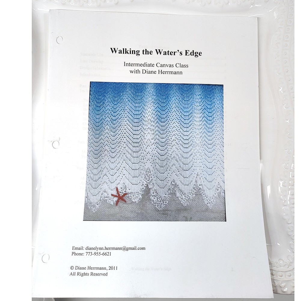 Diane Herrmann Needlepoint Pattern Walking Water’s Edge + RETIRED Class Lessons
