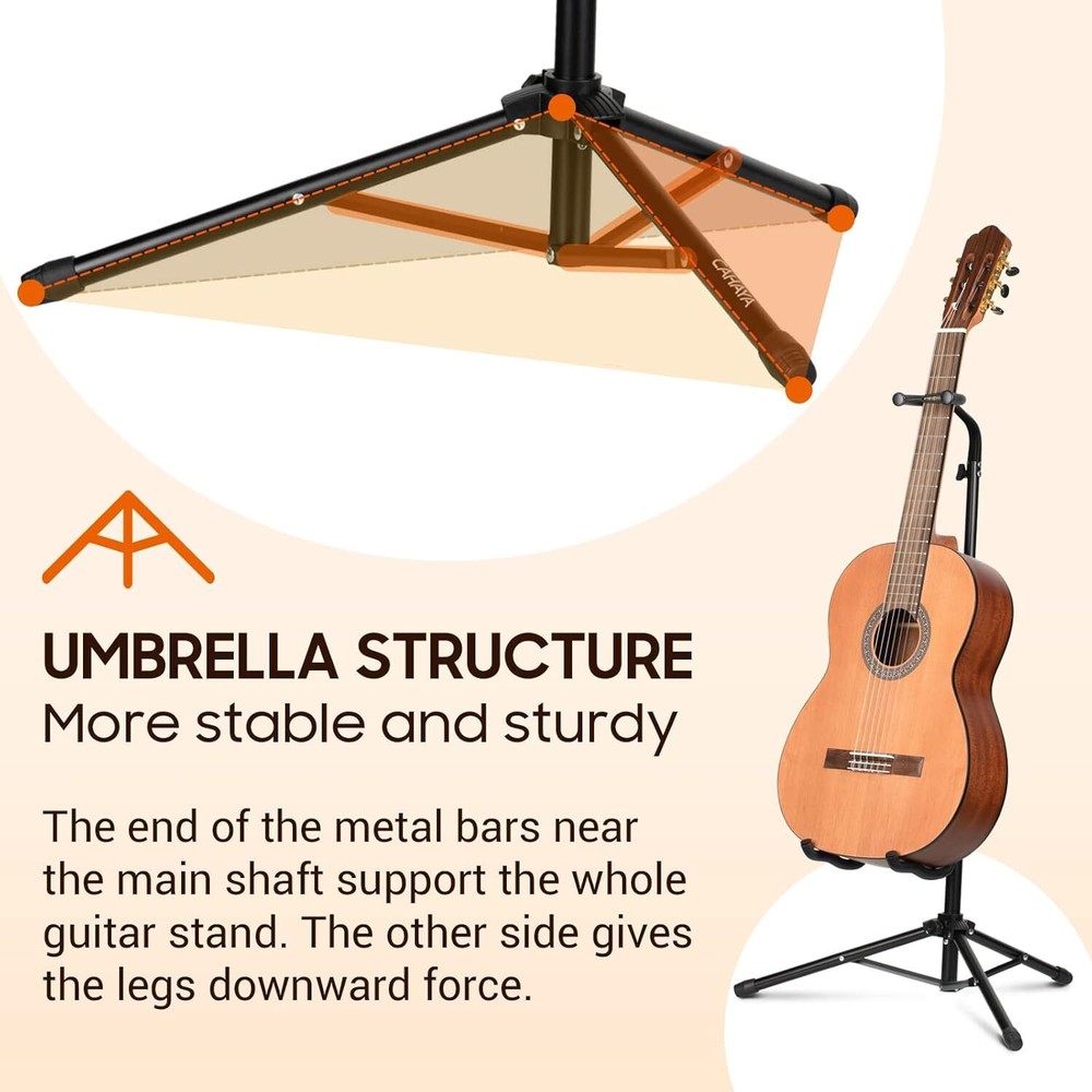 Height Adjustable Guitar Stand Sturdy Base Rotating Arms Space Saver Design