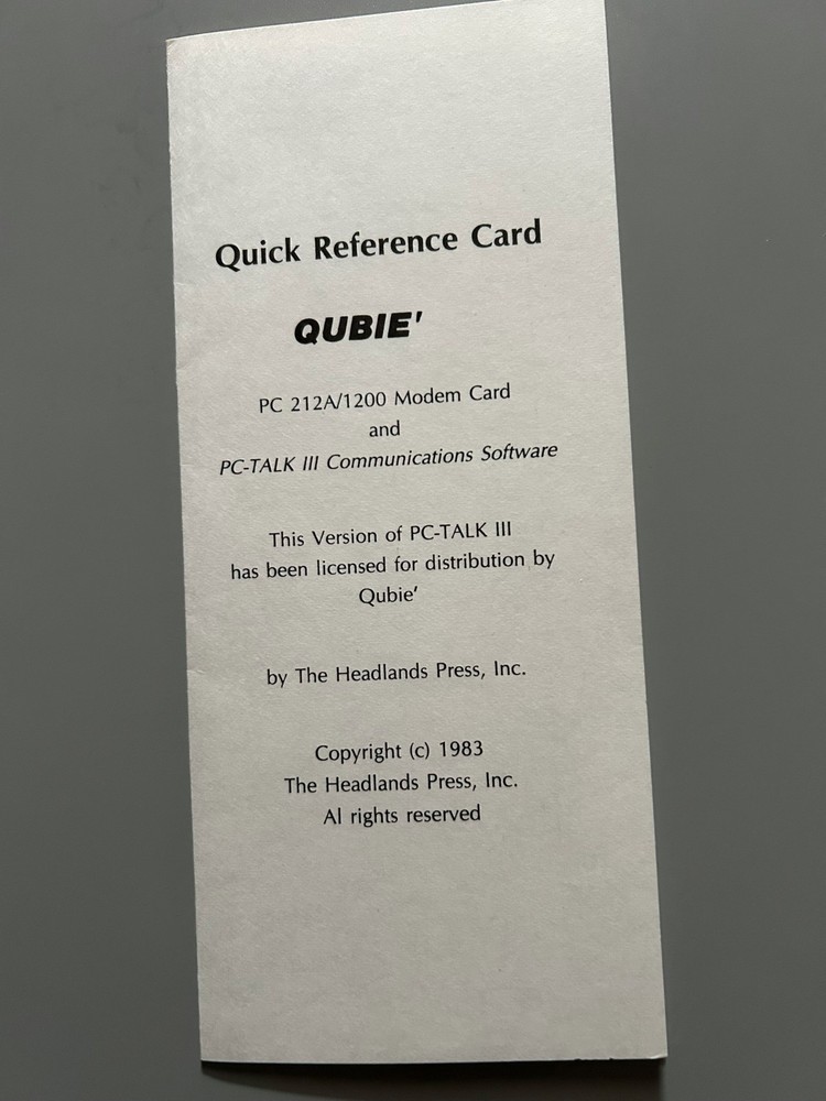 PC-Talk III Vintage PC DOS Communication Software - Disk and Manual