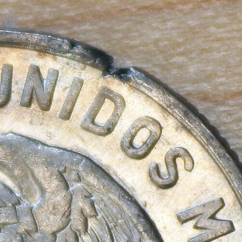 1966 Mexico 50 Centavos Cuauhtémoc Unc. Planchet Error