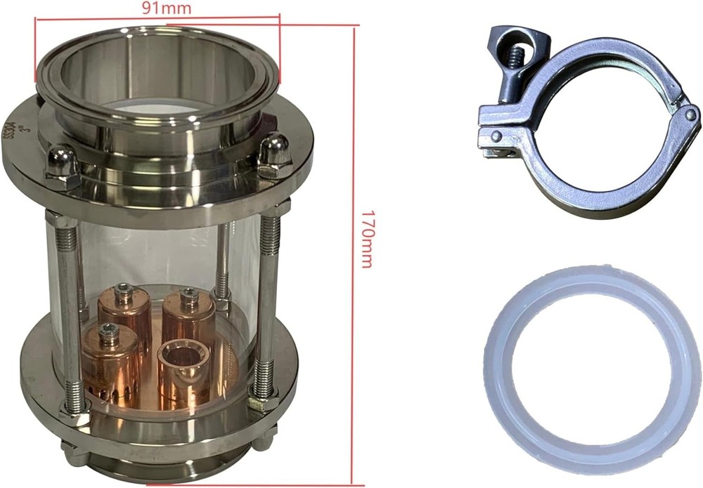 3 inch Glass Reflux Column Section with Copper Bubble Plate