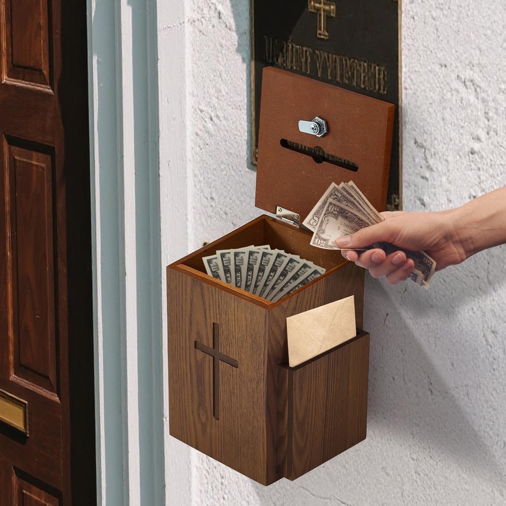 Prayer Request Box - Offering Boxes for Church, Cross Offering Box Collection...