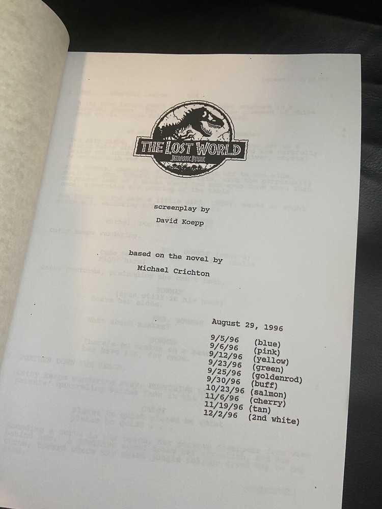 Universal THE JURASSIC PARK TRILOGY Rare Script SCREENPLAY SET Collection