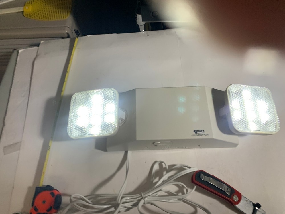 LED Emergency Exit Light Battery Backup & Adjustable Two Heads, UL 924-Listed