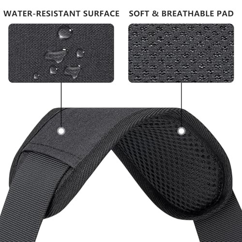 RAINYEAR 59 Inch Shoulder Strap, Adjustable Soft Padded Replacement Black