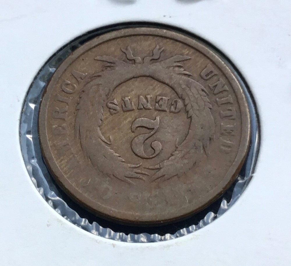 1864 Two-cent piece Bronze 2c coin RD