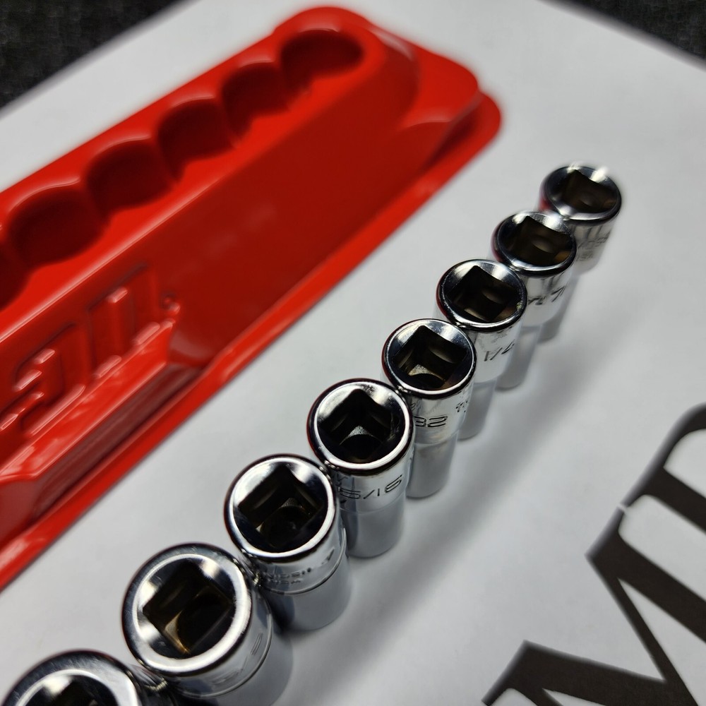 Snap-on Tools NEW 10pc 1/4" Drive SAE Semi-Deep 12pt Chrome Socket Set 110TMDSY