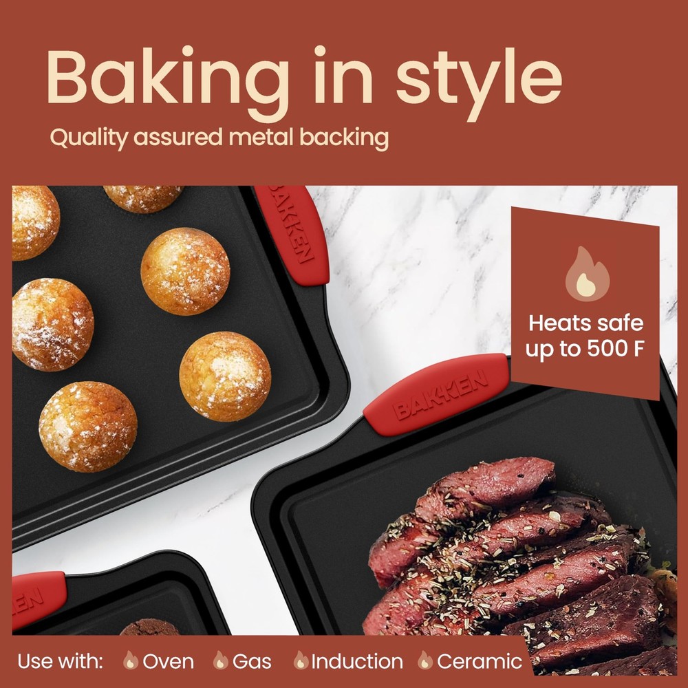 BAKKENMASTER Baking Set – 6 Piece Kitchen Oven Bakeware 6 Set, Black