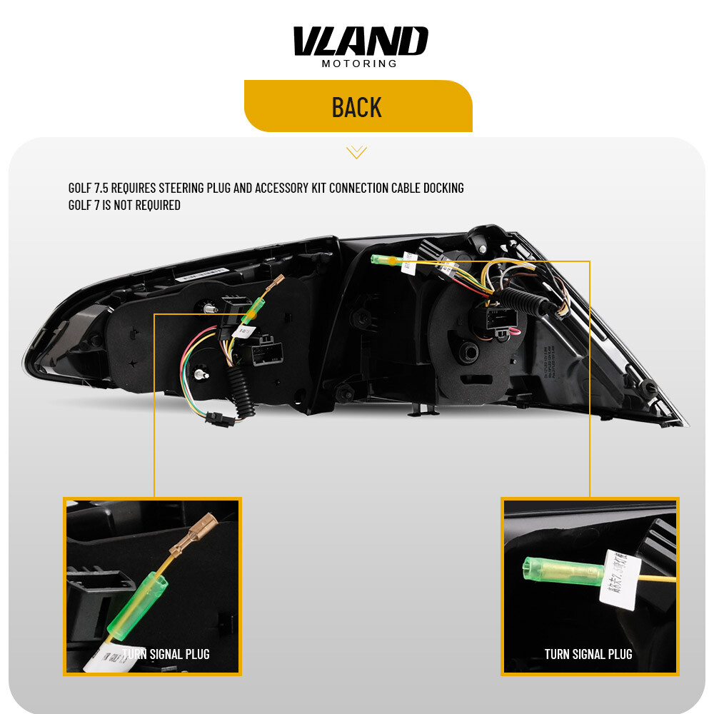 VLAND For 2015-2017 Golf 7 MK7&GTI LED Headlights+Red LED Tail Lights Sequential