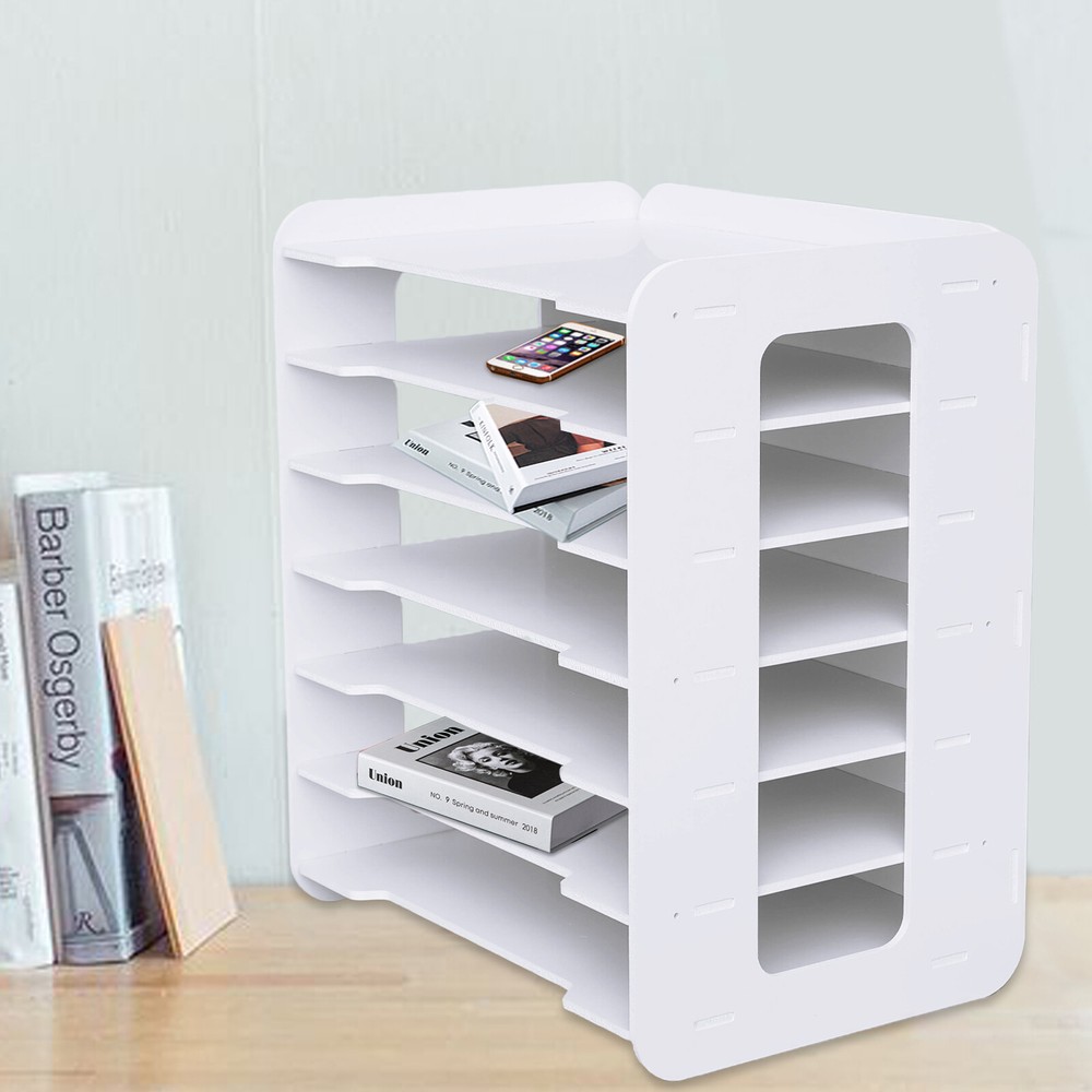 7 Tier Desktop Organizer Paper File Holder Document Storage Rack Office Home NEW