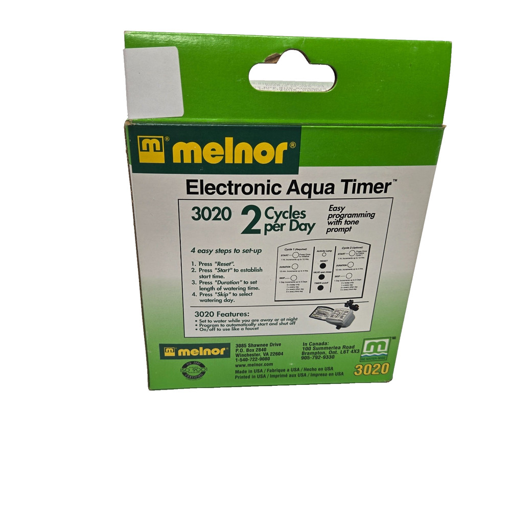Melnor 3020 Electronic Aqua Timer 2 Cycle Programmable Water Hose Timer